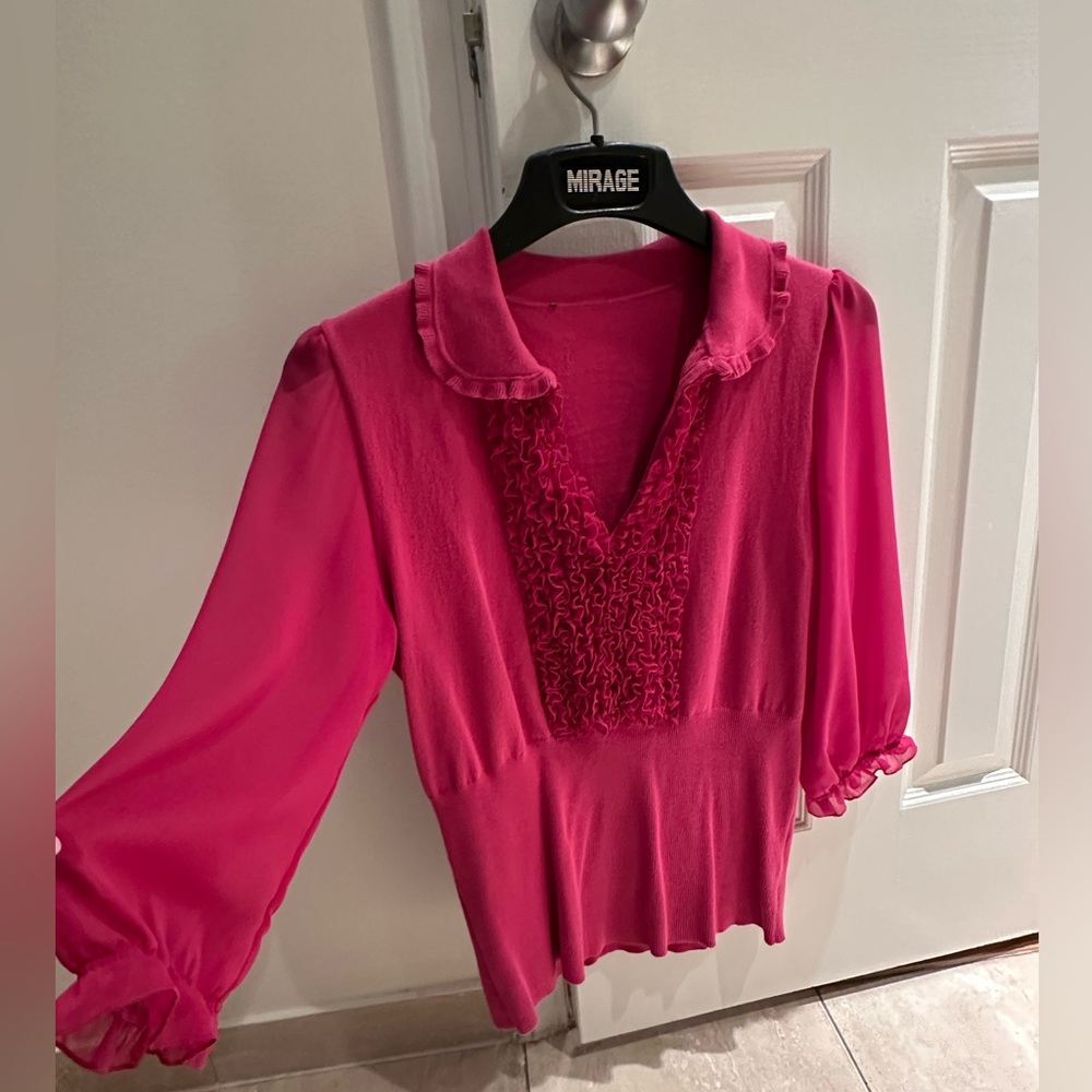 Women's Pink Ruffle Top
